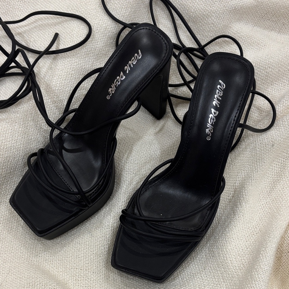 Public Desire Black Strappy Heels